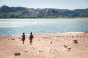 Swim beach area at Quartz Mountain State Park