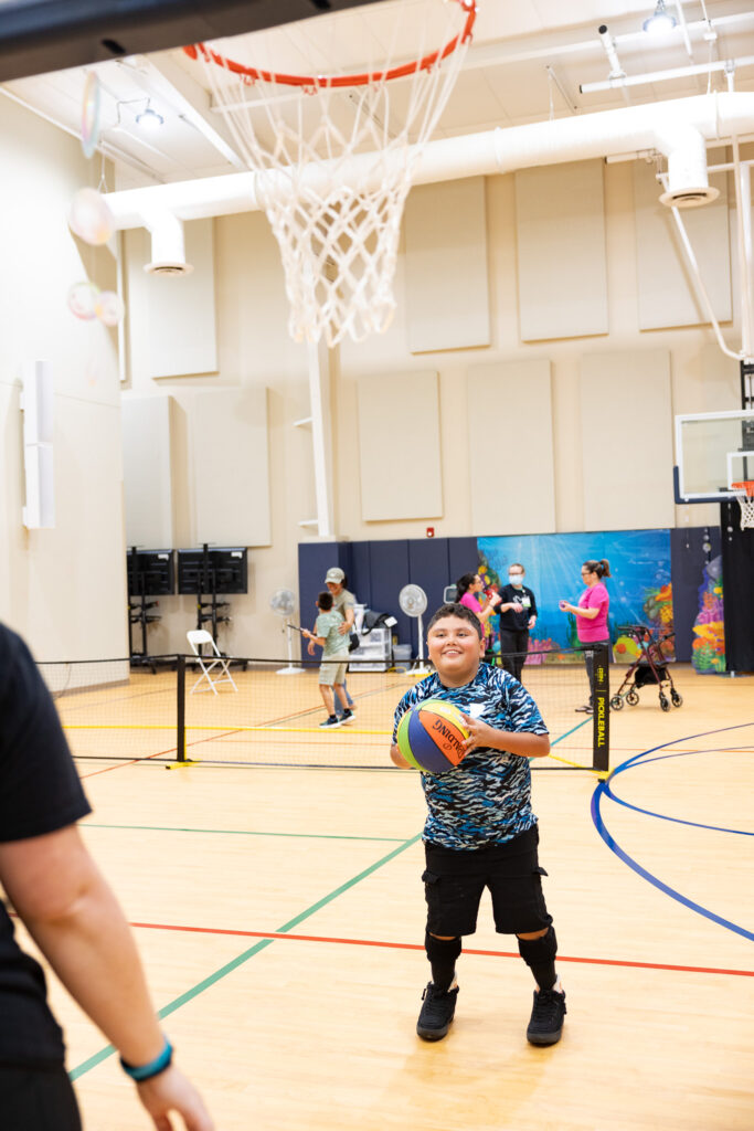 THE CENTER’S INDOOR RECREATION COURT WAS BUILT FOR SAFETY AND DURABILITY to aid pediatric rehabilitation.