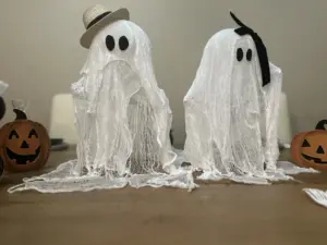 DIY ghosts made from cheesecloth