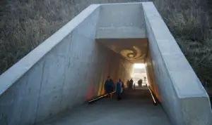 This reflective experience on the shortest day of the year will include interpretive walks up the FAM Mound, prayer and a round dance. At about 5:15, we will watch the winter solstice sun set through the mound tunnel. Dec. 21, 20424 (J Pat Carter)